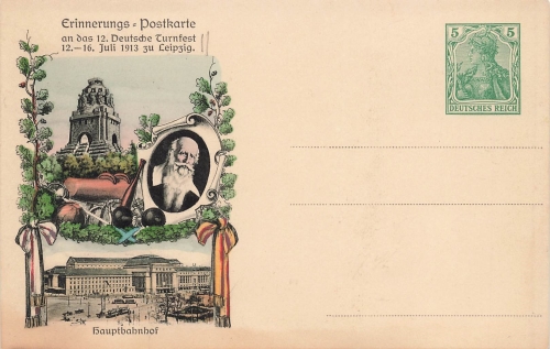 Leipzig 12. Deutsches Turnfest 1913 Privatganzsache Turnvater Jahn