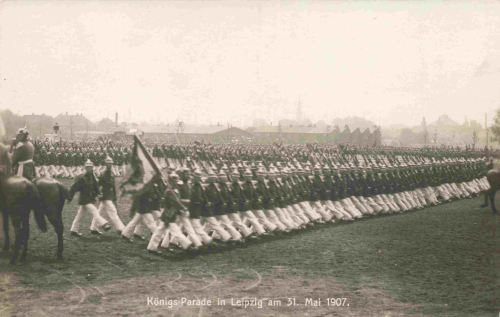 Leipzig Königsparade des Sächsischen Militär 31. Mai  1907 Echtfotokarte