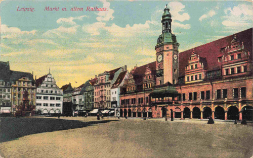 Leipzig Markt mit altem Rathaus o 1916