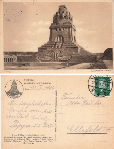 Leipzig Voelkerschlachtdenkmal o 1931