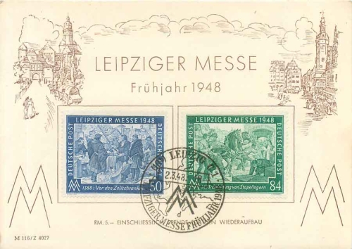 Leipziger Messe Frühjahr 1948 Michel 967 und 968 auf FDC Sonderstempel Leipzig C1 2.3.1948
