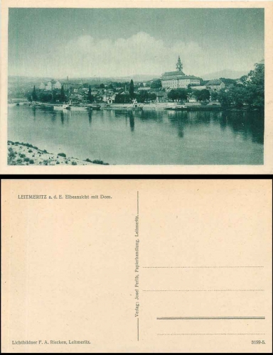 Leitmeritz Elbeansicht mit Dom * ca. 1930