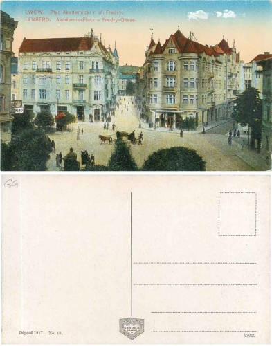 Lemberg Lwow Akademie Platz und Fredry Gasse * 1917