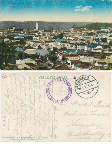 Lviv Lvov Field Post III. Landst.-Inf.-Batl. Flensburg 1st Company o 4.5.1917