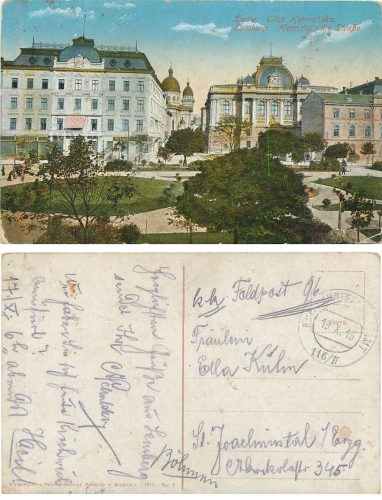 Lemberg Lwow Hetmahnsche Straße K and K Feldpost 116/II o 10/18/1915