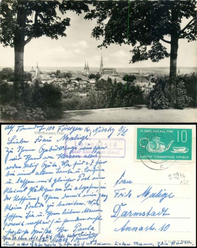 99976 Lengefeld via Muehlhausn (Thuer) country postmark o 13.11.1959