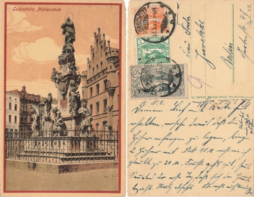 Leobschuetz Schlesien Mariensaeule Glubczyce o 1921