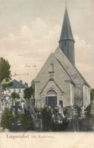 01454 Leppersdorf bei Radeberg Friedhof und Schule o 1906