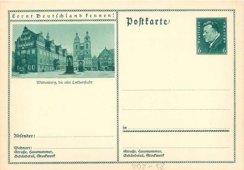 Get to know Germany! Wittenberg postal stationary 6 Pfennig Ebert *around 1930