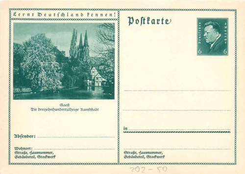 Lernt Deutschland kennen! Wirsberg Ganzsache 6 Pfennig Ebert *um 1930Lernt Deutschland kennen! Gladbeck Gaststätte "HAus Wittringen" Ganzsache 6 Pfennig Ebert *um 1930Lernt Deutschland kennen! Schneidemühl Regierungsdienstgebäude Ganzsache 6 Pfennig Ebert