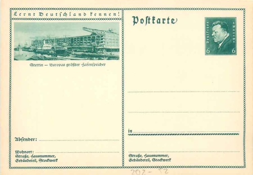 Get to know Germany! Stettin Hafenspeicher postal stationery 6 Pfennig Ebert *around 1930 very good condition!