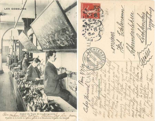 Les Gobelins - Sticker carpet weaver La Savonnerie o 8.9.1909