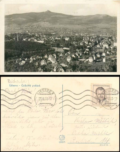 Liberec Reichenberg  Celkovy pohled o 21.6.1950