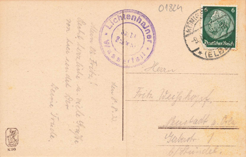 01855 Lichtenhainer Wasserfall Sächsische Schweiz o 1933