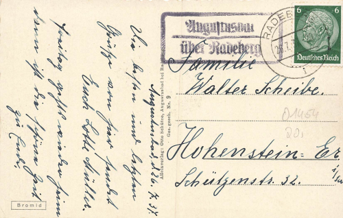 01454 Liegau Augustusbad Park at the dining room Radeberg rural postmark o 26.7.1937