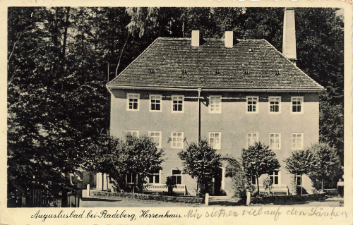 01454 Liegau Augustusbad Radeberg manor house rural postmark o 28.6.1933 on postcard