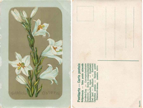 weiße Lilien Osterkarte * ca. 1910