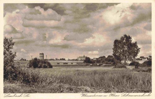 Limbach-Oberfrohna Wasserturm und Hans Schemmschule * um 1930