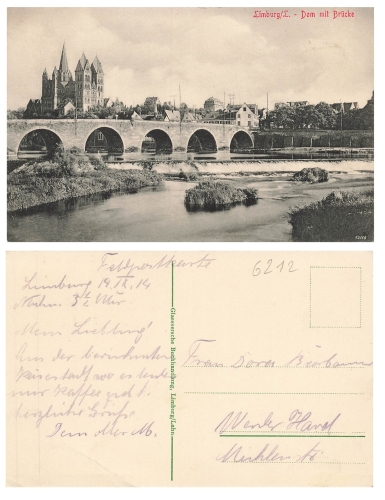 Limburg Lahn Cathedral with bridge o 14.09.1914