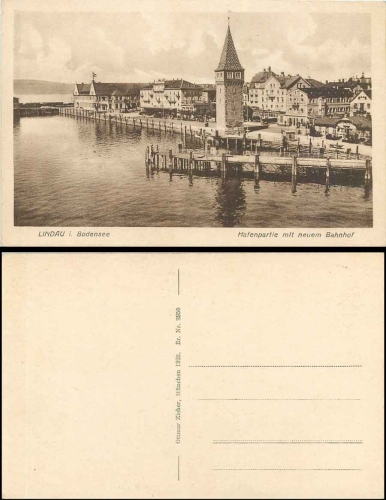 88131 Lindau, harbor with new train station, * approx. 1930