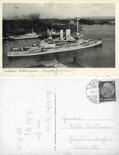 Ship of the line Silesia in Wilhelmshaven on August 9, 1934