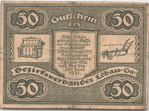 Loebau Sachsen Notgeldschein 1921