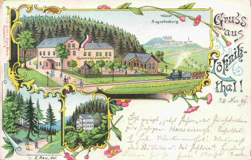 09575 Lößnitzthal Restaurant stop, lithograph, c. 1899