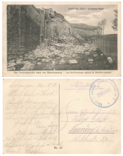 Longwy Haut field post royal. Prussian Railway Battalion No. 2 around 1917