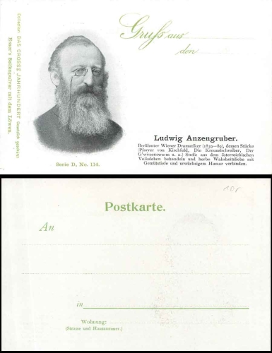 Ludwig Anzengruber, österreichischer Schriftsteller Serie D Nr. 114,   ca. 1900
