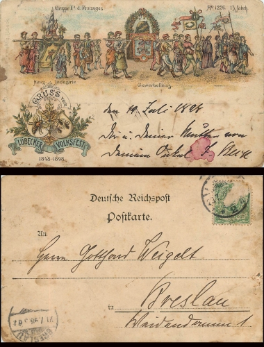 Lübeck Guss vom... Lübecker Volksfest o 21.7.1898