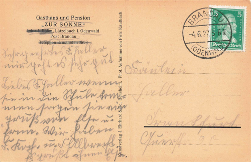 64750 Lützelbach Odenwald Ansichtskarte o 1927
