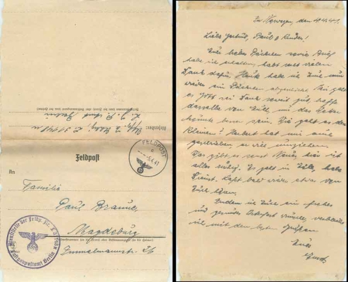 Air Gau Post Office Berlin Feldpost 2. WW Feldpostnummer L 31148 5.4.1941 from Norway