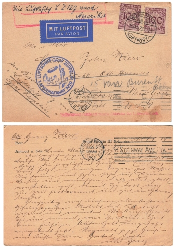 Airship LZ 127 Graf Zeppelin 1st American trip 1929 o Friedrichshafen May 15, 1929 to New York USA