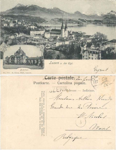 Lucerne train station, gebr. circa 1910