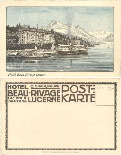 Luzern Hotel Beau-Rivage Künstlerkarte * ca. 1920