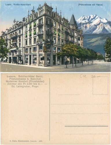 Luzern Schiller Hotel Pilatusstrasse * ca. 1920