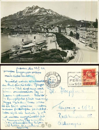 Schweiz Luzern Schweizerhofquai Dampfschiffe o 23.5.1934