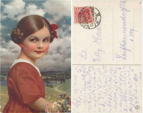 Girl artist card o 23.8.1921