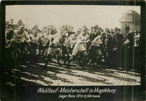 Leichtathletik Waldlauf-Meisterschaft Magdeburg Sieger Heinz Otto Germania Echtfoto um1920