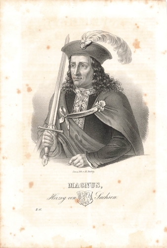 Magnus Duke of Saxony original lithograph M. Knabig around 1830