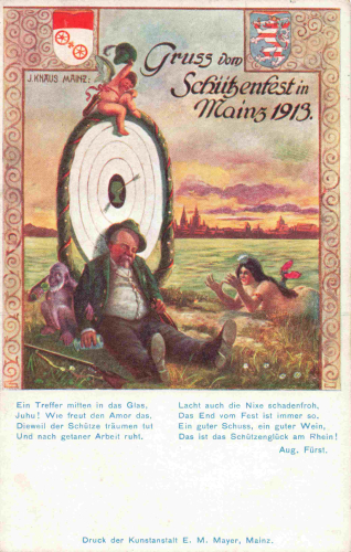Mainz Shooting festival 1913 artist card J Knaeus o 6.7.1913
