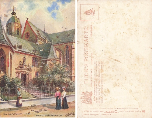 Mainz Stephanskirche Tucks Oilette Charles F Flower um 1910