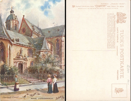 Mainz Stephanskirche Tucks Oilette artist Charles F. Flower * around 1920