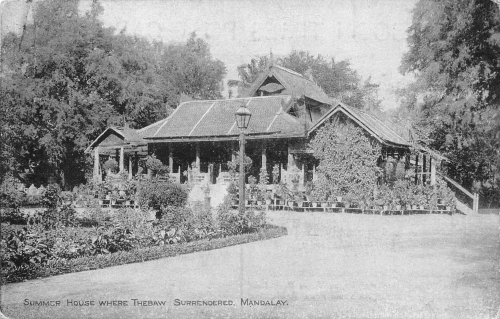 Mandalay summer House where Thebaw surrendered *um 1920