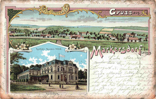 Markersdorf Penig Sachsen Radfahr-Bundes-Hotel Litho o 1901