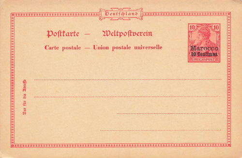 Marocco Ganzsache 10 Centimes 10 Pfennig Germania Reichspost * um 1900