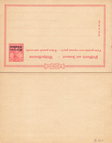 Marocco Ganzsache mit Antwortkarte 10 Pfennig Germania Reichspost * um 1900