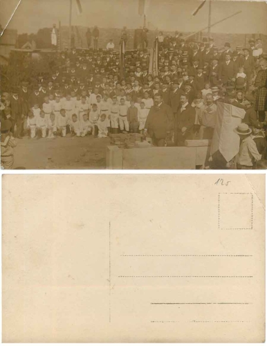 Maurer Grundsteinlegung Echtfotokarte * ca. 1910