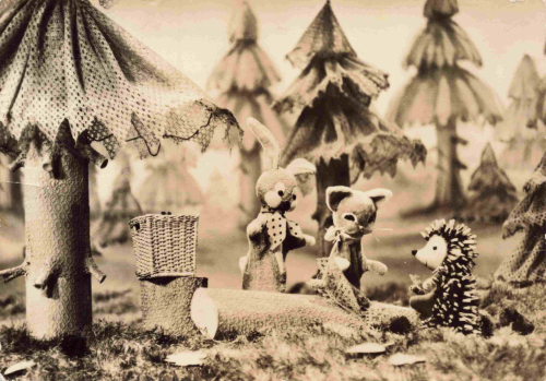 Mauz (Katze) Hoppel (Hase) und Borstel (Igel) G6540 DDR Kinderfernsehen o 1975