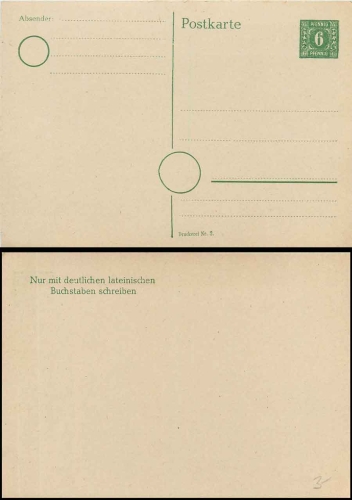 SBZ Mecklenburg Vorpommern postal stationary 6 Pfennig on gray paper * 1945